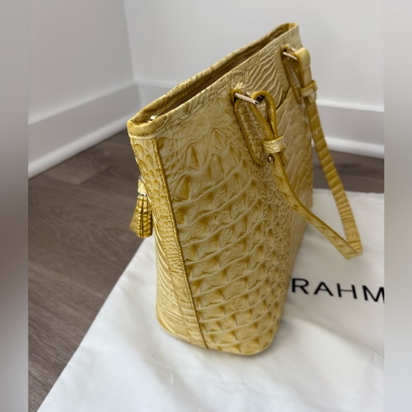Brahmin Medium Asher Yellow Croco Embossed Melbourne Leather